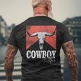 Cowboy Killers Bull Skull Howdy Punchy Western Country Music Men's T-shirt Back Print Gifts for Old Men