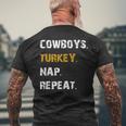 Cowboys Turkey Nap Repeat Thanksgiving Football Men's T-shirt Back Print Gifts for Old Men