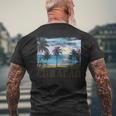 Curacao Vintage Palm Trees Surfer Caribbean Souvenir Gray T-Shirt mit Rückendruck Geschenke für alte Männer