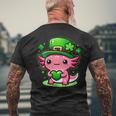 Cute Axolotl Kawaii St Patrick's Day Boys Girls Axolotl Men's T-shirt Back Print Gifts for Old Men