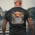 Cute Baby Highland Cow With Flowers Love Spring Pastel Men's T-shirt Back Print Gifts for Old Men