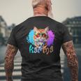 Cute Cat Lover Heart Shape Karma Men's T-shirt Back Print Gifts for Old Men