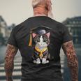 Cute Graduation Cat Colorful Kitty Kitten Grad Celebration Men's T-shirt Back Print Gifts for Old Men