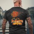 Cute Rottweiler Dog On Pumpkins Truck Autumn Leaf Fall Mens Back Print T-shirt Gifts for Old Men