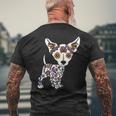 Cute Sugar Skull Chihuahua Men's T-shirt Back Print Gifts for Old Men