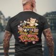Cute Teddy Bear Never Intrude On A Picnic Toy Cartoon Men's T-shirt Back Print Gifts for Old Men