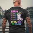 Cute Unicorn Happy 100Th Day Of School Unicorn Girls Teacher Men's T-shirt Back Print Gifts for Old Men