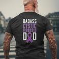 Cystic Fibrosis Awareness Cf Dad Purple Ribbon Tee Mens Back Print T-shirt Gifts for Old Men