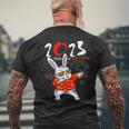 Dabbing Bunny Chinese New Year 2023 Year Of The Rabbit Mens Back Print T-shirt Gifts for Old Men
