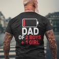Dad Of 2 Boys And 1 Girls Low Battery Father's Day Dad Men's T-shirt Back Print Gifts for Old Men