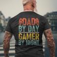 Dad By Day Gamer By Night Video Games Father's Day Retro Men's T-shirt Back Print Gifts for Old Men