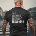 Dad The Man The Pilot The Legend Father Aviation Mens Back Print T-shirt Gifts for Old Men