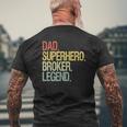 Dad Superhero Broker Legend Vintage Retro Mens Back Print T-shirt Gifts for Old Men