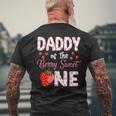 Daddy Of The Berry Sweet One Strawberry First Birthday Men's T-shirt Back Print Gifts for Old Men