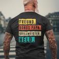 Damen Grillmeister Grillen Bonus Papa Mit-Ausschnitt T-Shirt mit Rückendruck Geschenke für alte Männer