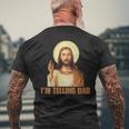 Damen Lustiges „Ich Erzähle Papa“ Lustiges Religiöses Christliches Jesus-Meme Mit-Ausschnitt T-Shirt mit Rückendruck Geschenke für alte Männer