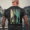 Damen Papa 2 Söhne Dad Hoch 2 Zweifacherater Mit-Ausschnitt T-Shirt mit Rückendruck Geschenke für alte Männer