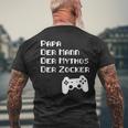 Damen Papa Zockerater Gamer Geburtstag Spruch Lustig Geschenk Mit-Ausschnitt T-Shirt mit Rückendruck Geschenke für alte Männer