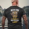 Damen Papaateratertag Eulen Mit-Ausschnitt T-Shirt mit Rückendruck Geschenke für alte Männer