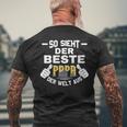 Damenateratertag So Sieht Der Beste Papa Der Welt Aus Mit-Ausschnitt T-Shirt mit Rückendruck Geschenke für alte Männer