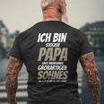 Damenatertag Stolzer-Papa -Om Großartigen Sohn Bekommen Mit-Ausschnitt T-Shirt mit Rückendruck Geschenke für alte Männer