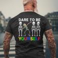 Dare To Be Your Self Dabbing Skeleton Autism Awareness Men's T-shirt Back Print Gifts for Old Men