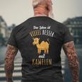 Das Leben Ist Besser Mit Kamelen T-Shirt mit Rückendruck Geschenke für alte Männer