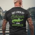 Das Leben Ist Schöner Mit Krokodilen Zoo Animal Crocodile T-Shirt mit Rückendruck Geschenke für alte Männer