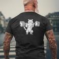 Deadlift Cat Power Squat Exercise Workout Mens Back Print T-shirt Gifts for Old Men