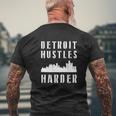 Detroit Hustles Harder City Silhouette Mens Back Print T-shirt Gifts for Old Men