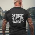 Detroit Hustles Harder Mens Back Print T-shirt Gifts for Old Men