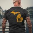 Detroit Michigan Motor City Midwest D Mitten Men's T-shirt Back Print Gifts for Old Men
