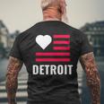 Detroit Usa Flag Love Mens Back Print T-shirt Gifts for Old Men