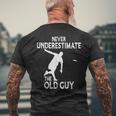 Disc Golf Never Underestimate The Old Guy Frolf Tree Golfing Men's T-shirt Back Print Gifts for Old Men