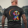 Dog Wearing Solar Glasses Eclipse Colorful Puppy Love Dog Men's T-shirt Back Print Gifts for Old Men