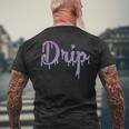 Drip Font Graphic Lettering Dripping Look Turquoise Purple Men's T-shirt Back Print Gifts for Old Men