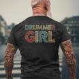 Drummer Girl Retro Vintage Drumming Musician Percussionist Men's T-shirt Back Print Gifts for Old Men