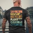 Earth Day Save Rescue Animals Recycle Plastics Planet Men's T-shirt Back Print Gifts for Old Men