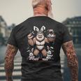 Easter Bigfoot With Bunny & Egg Basket Festive Celebration Men's T-shirt Back Print Gifts for Old Men