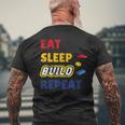 Eat Sleep Build Repeat Klemmbaustein Spielzeug Stones T-Shirt mit Rückendruck Geschenke für alte Männer