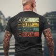 Eat Sleep Cruise Repeat Family Cruise Vacation Retro Vintage Men's T-shirt Back Print Gifts for Old Men