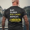 Eat Sleep Fix Cars Repeat Car Mechanic Automobile Expert Men's T-shirt Back Print Gifts for Old Men