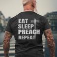 Eat Sleep Preach Repeat Youth Pastor Men's T-shirt Back Print Gifts for Old Men