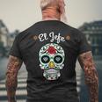 El Jefe Coloré Sucre Calavera Skull Dia De Los Muertos T-shirt imprimé au dos Cadeaux pour les vieillards