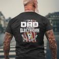 Electrician I'm A Dad And An Electrician Nothing Scares Me American Flag Mens Back Print T-shirt Gifts for Old Men
