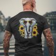 Elephant With Sunglasses And Sunflowers Men's T-shirt Back Print Gifts for Old Men