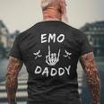 Emo Daddy Emo Dad Goth Skeleton Hand Rock On Father's Day Men's T-shirt Back Print Gifts for Old Men