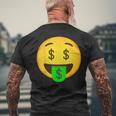 Emoticon Money Mouth Face With Dollar Sign Eyes Rich Men's T-shirt Back Print Gifts for Old Men