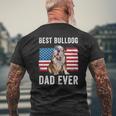 English Bulldog Dad Usa American Flag Dog Lover Owner Mens Back Print T-shirt Gifts for Old Men