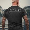 Esquire Est 2024 Attorney Lawyer Law School Graduation Men's T-shirt Back Print Gifts for Old Men